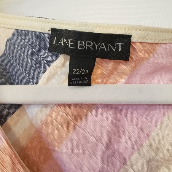 Lane Bryant, Striped V-Neck Linen Swing Dress, Sz 22/24 - Picture 4 of 6